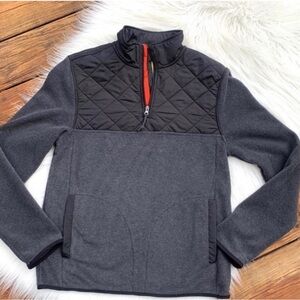 NWT Prince & Fox Black & Gray 1/4 Zip Quilted Pullover Jacket Coat Men Small